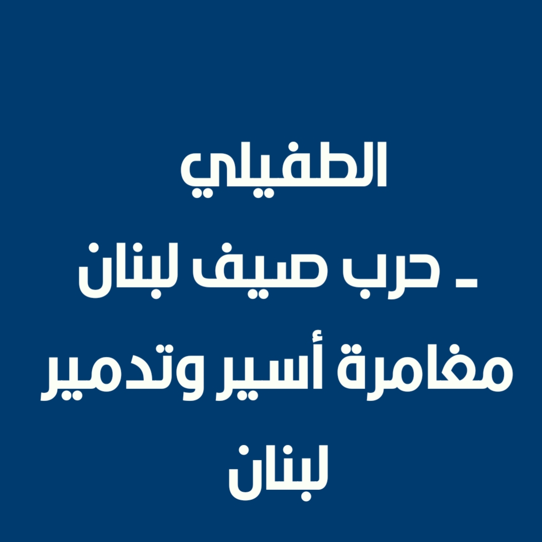 الطفيلي - حرب صيف لبنان مغامرة أسير وتدمير لبنان